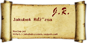 Jakubek Rózsa névjegykártya